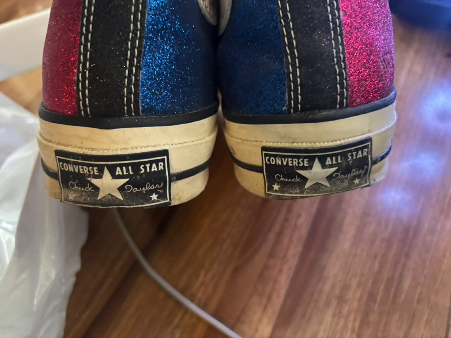 JW Anderson x Converse Glitter Hightop Sneakers Red Pink Blue - photo 5