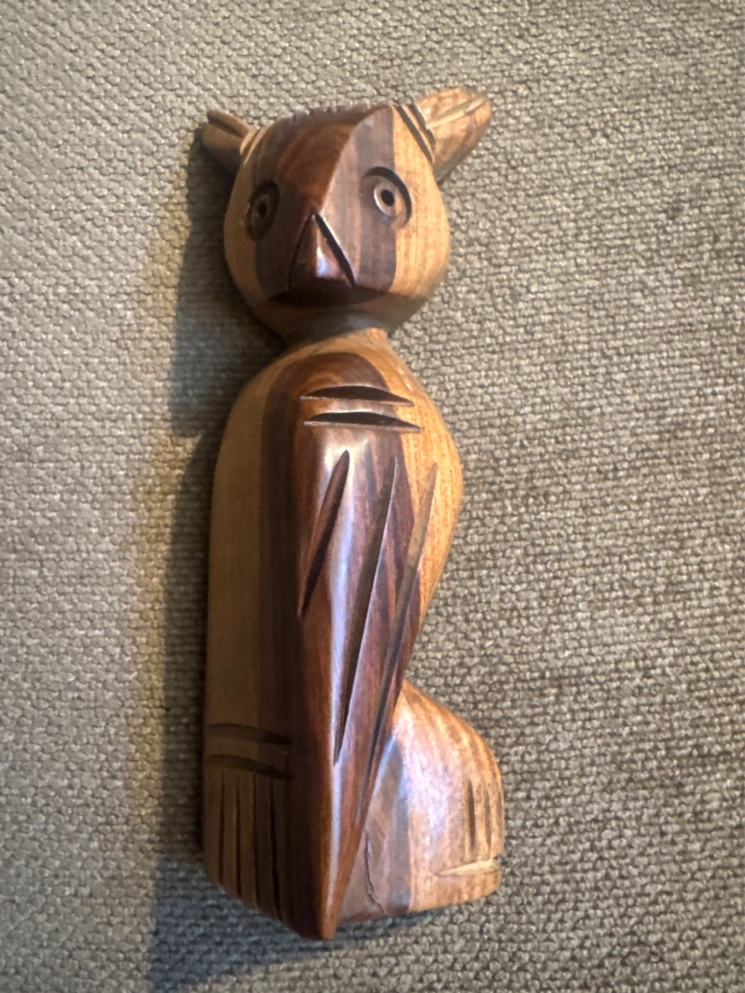 Carved Wooden Owl Figurine