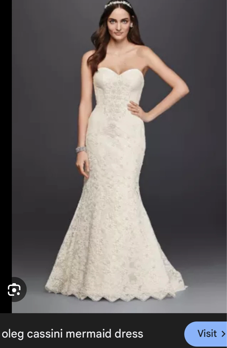 Oleg Cassini Strapless Wedding Dress with Beading