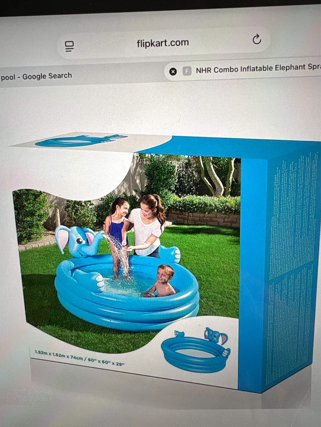 Inflatable Elephant Sprinkler Pool