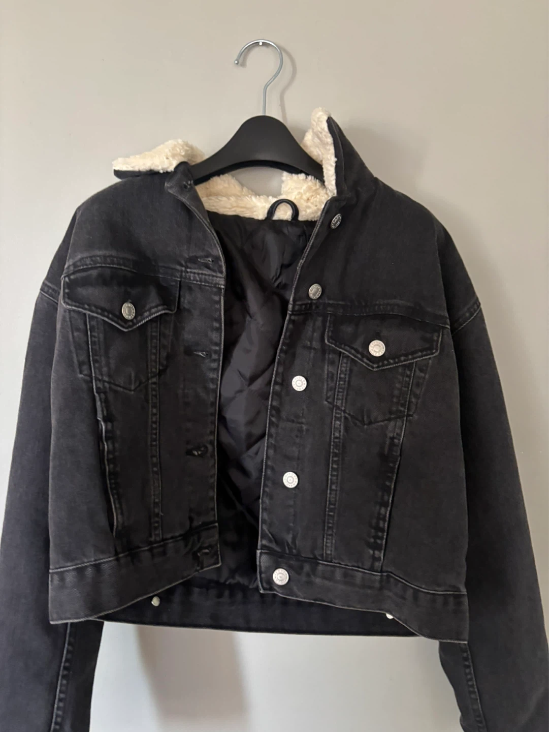 Topshop Denim Jacket with Sherpa Collar