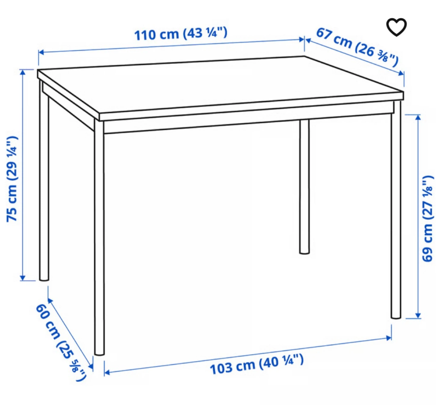 IKEA TIngby Dining Table Black 110x67 cm - photo 3