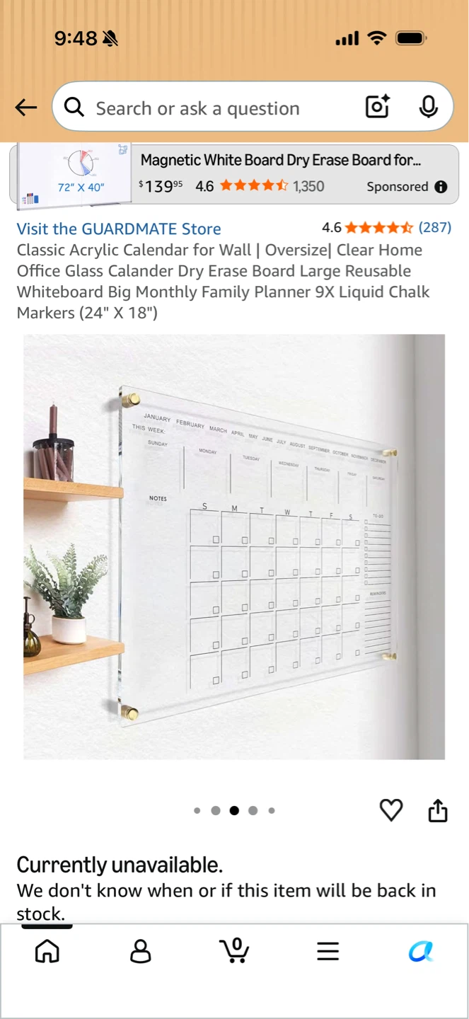 Used Acrylic Calendar for Wall