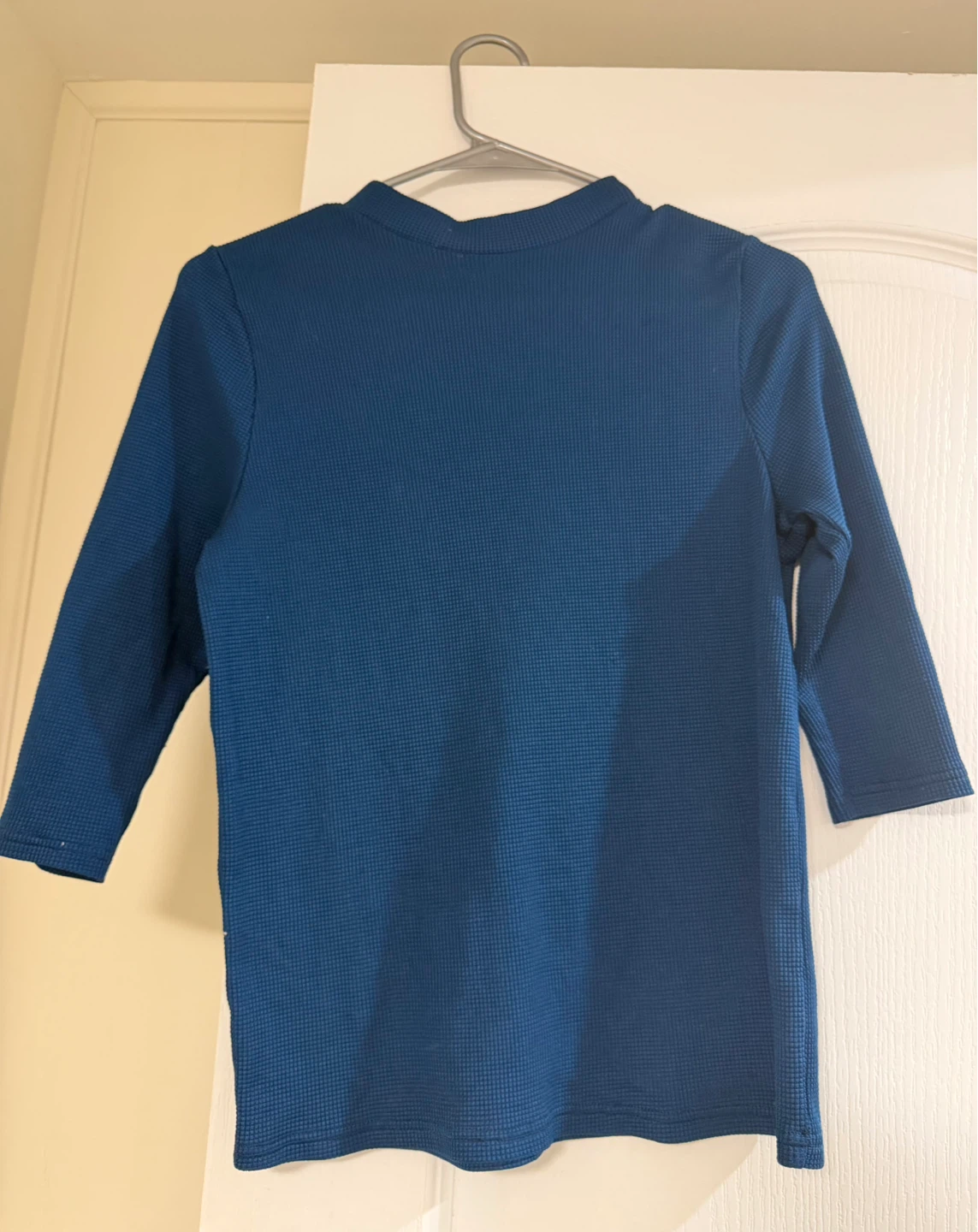 Blue Textured Long-Sleeve Top