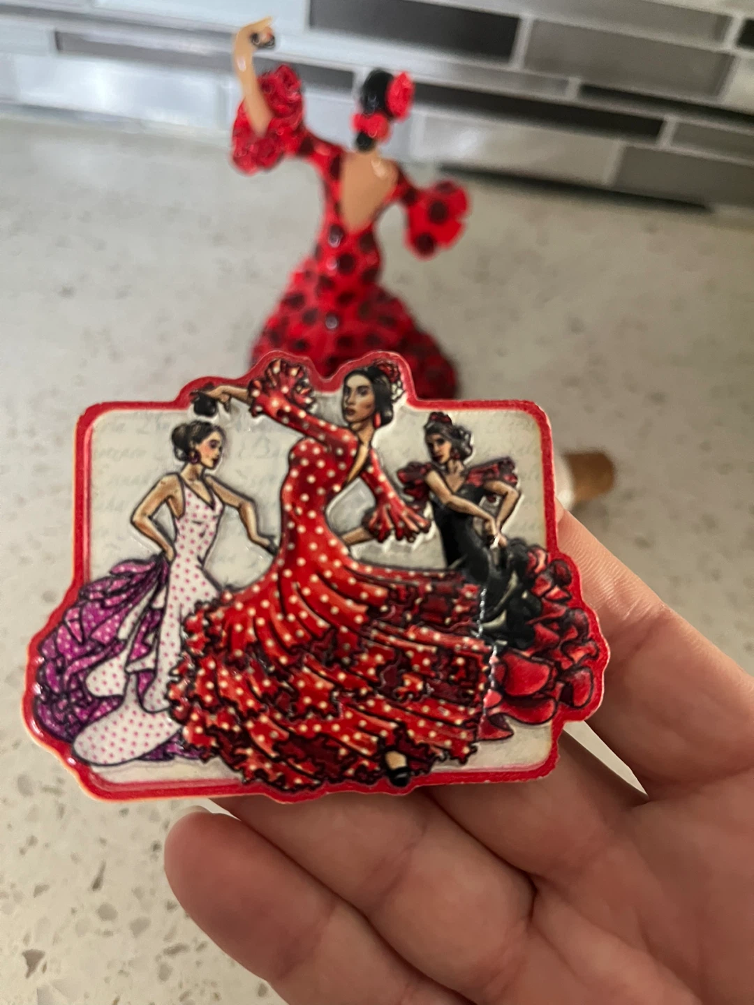 Flamenco dancer figure, bottle stopper and fridge magnet set - photo 4