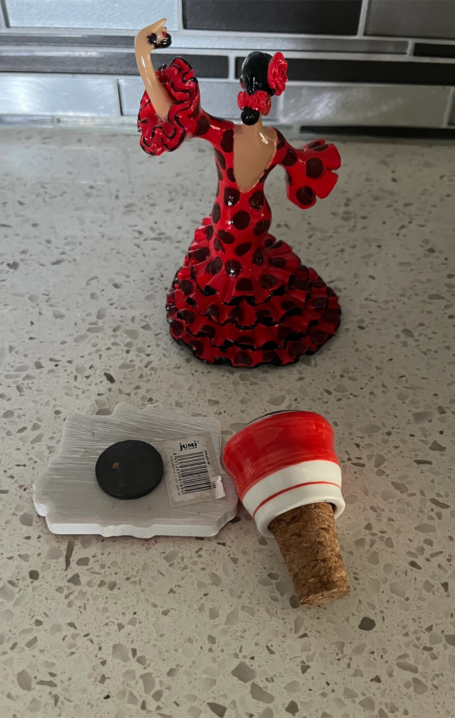 Flamenco dancer figure, bottle stopper and fridge magnet set - photo 2