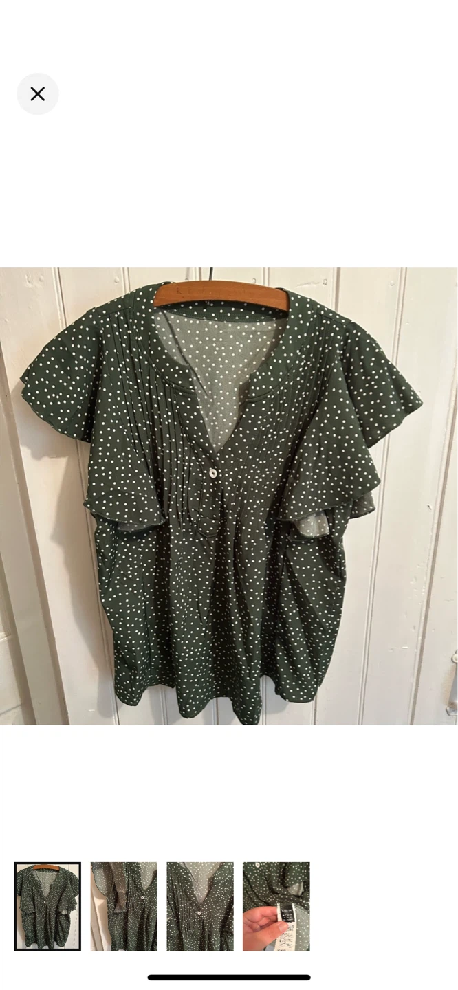 SHEIN Green Polka Dot Blouse Size US 4