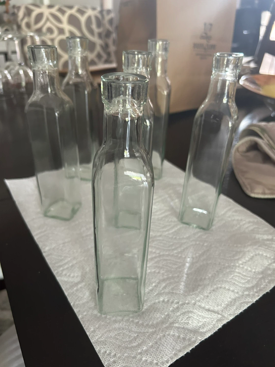 Set of 6 Clear Glass 8”x 2” Square Bottles - photo 2