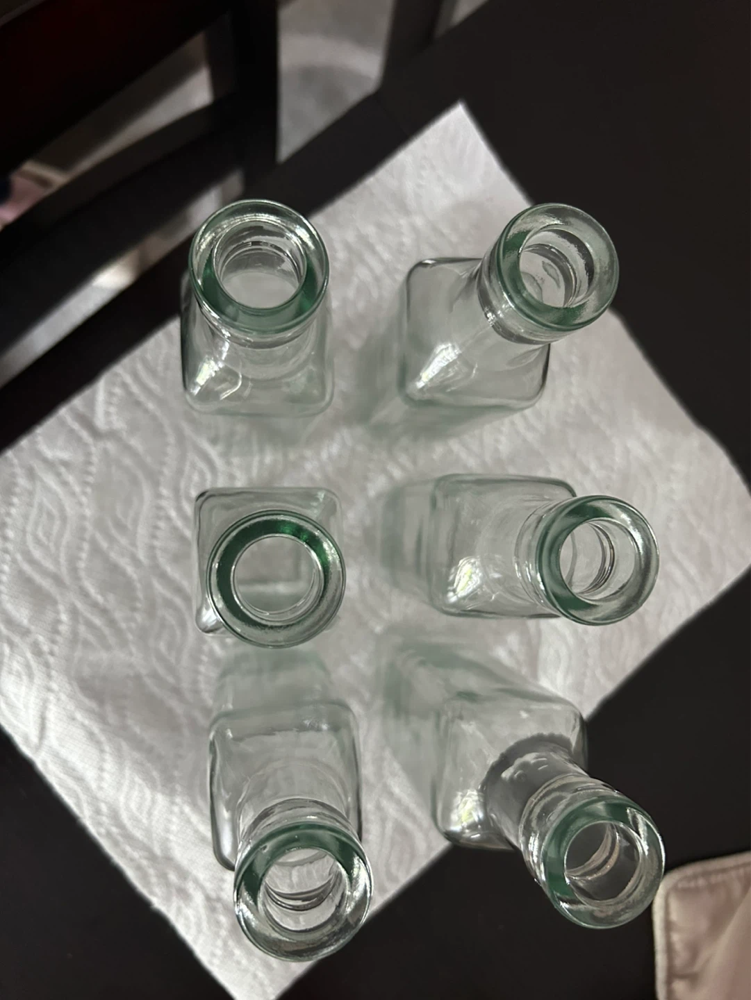 Set of 6 Clear Glass 8”x 2” Square Bottles - photo 3