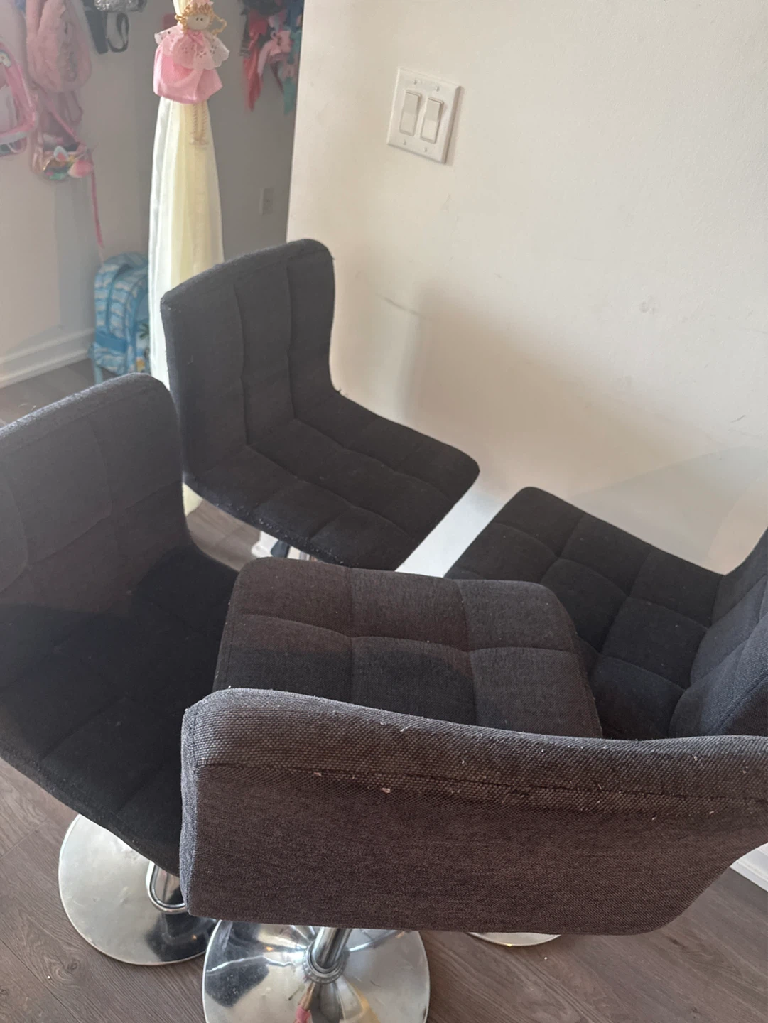 Set of 4 Dark Gray Bar Stools - photo 2