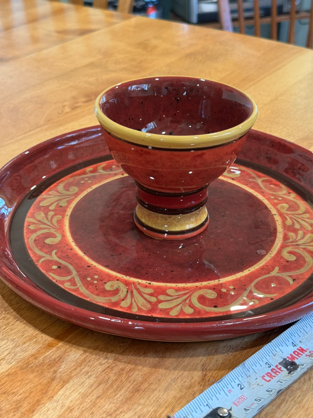 Ceramic Chip and Dip Platter with Sunflower Bowl - photo 2