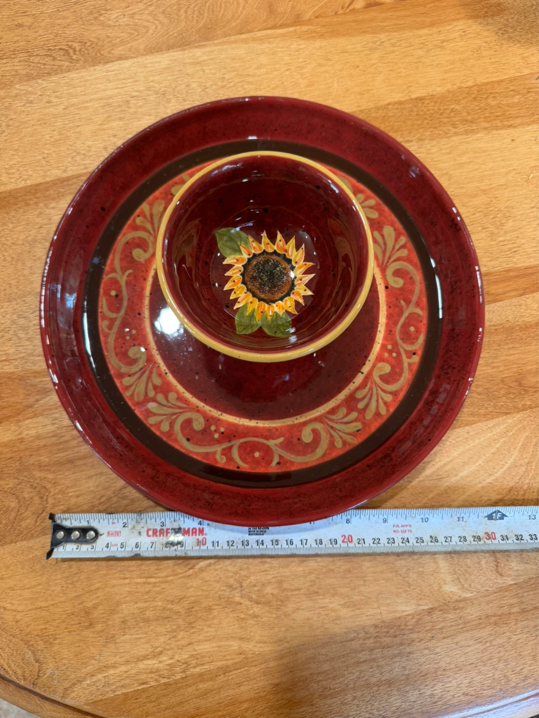 Ceramic Chip and Dip Platter with Sunflower Bowl - photo 3