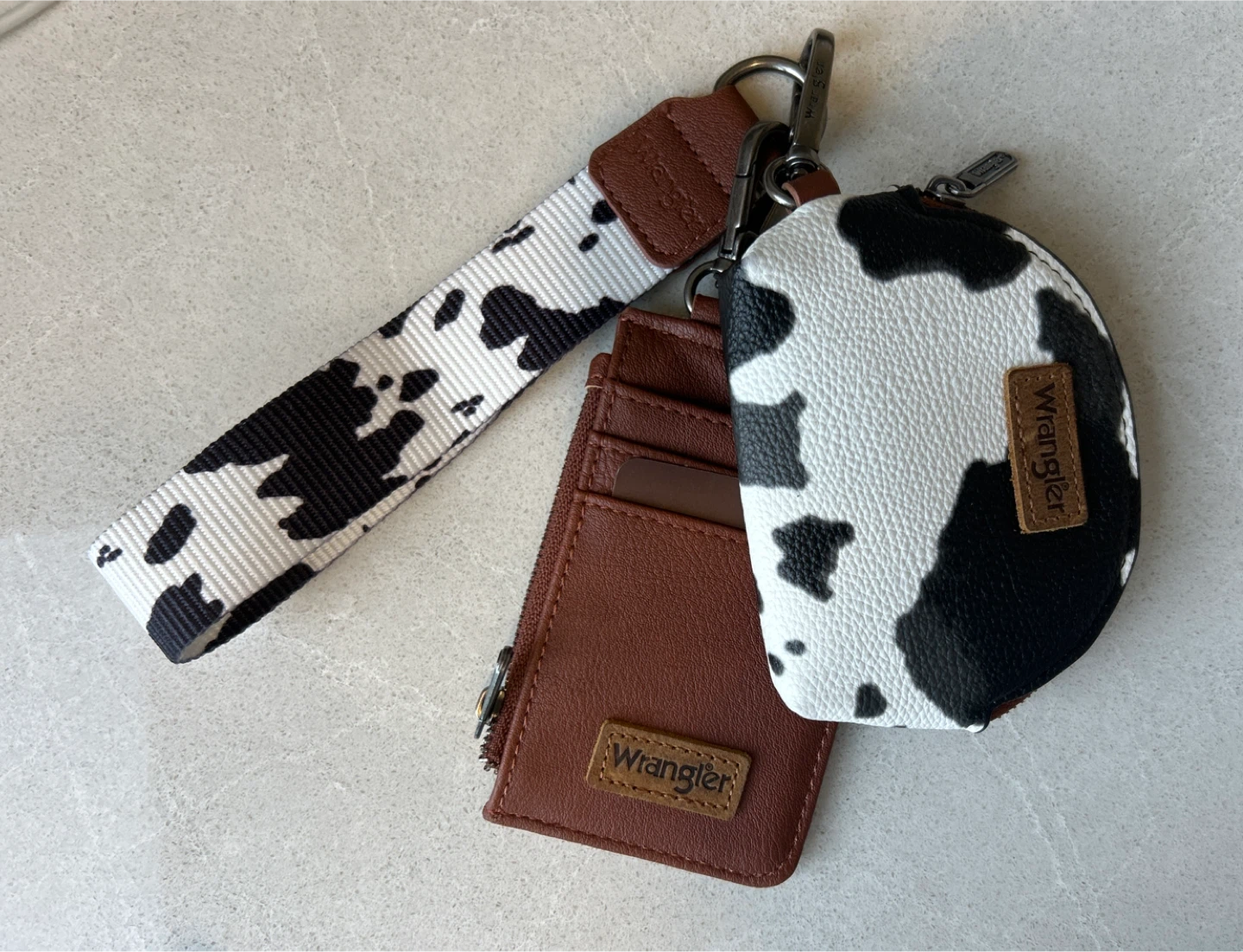 Wrangler Cow Print Card Holder and Coin Pouch Set