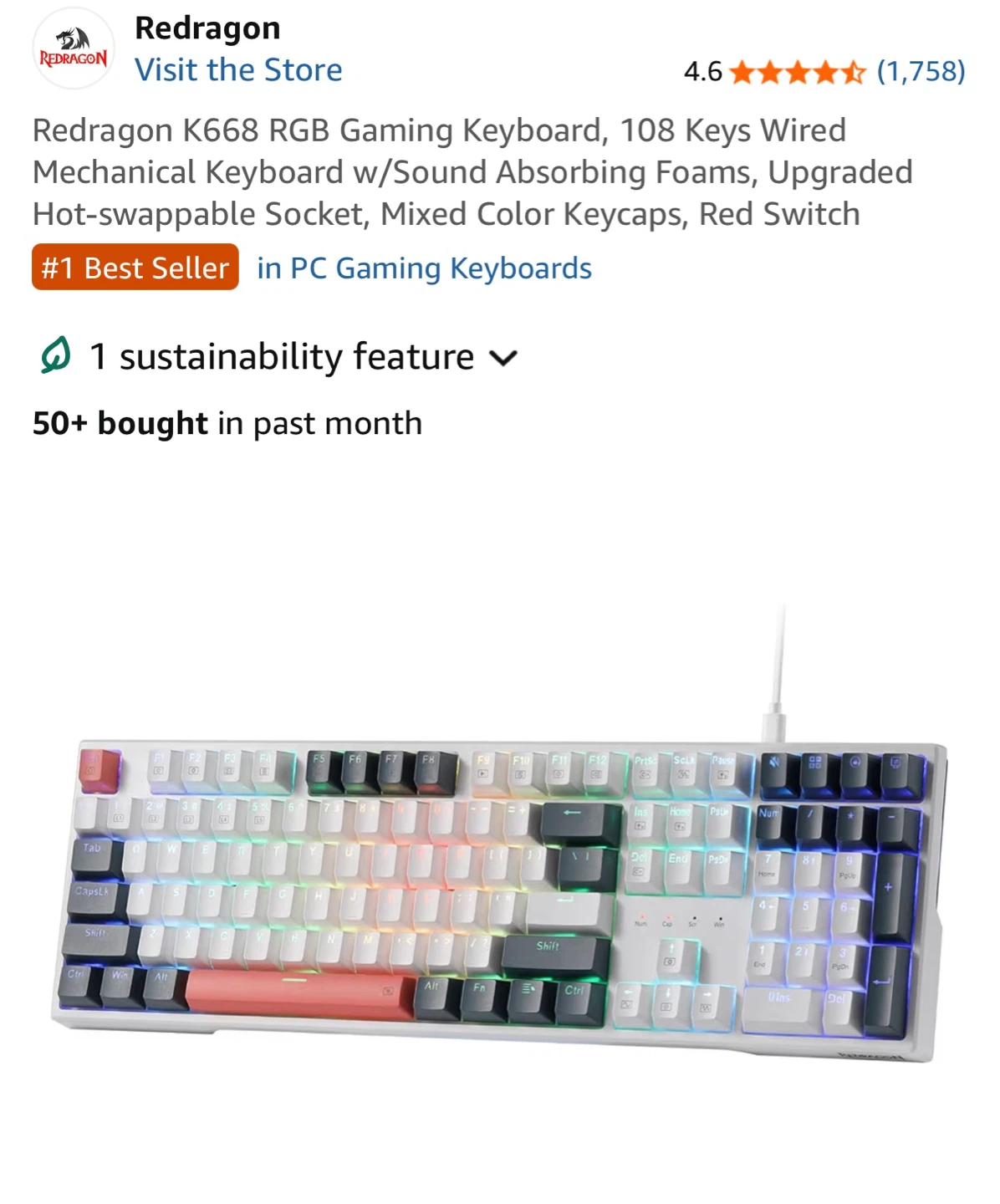 Redragon K668 RGB Gaming Keyboard - photo 2