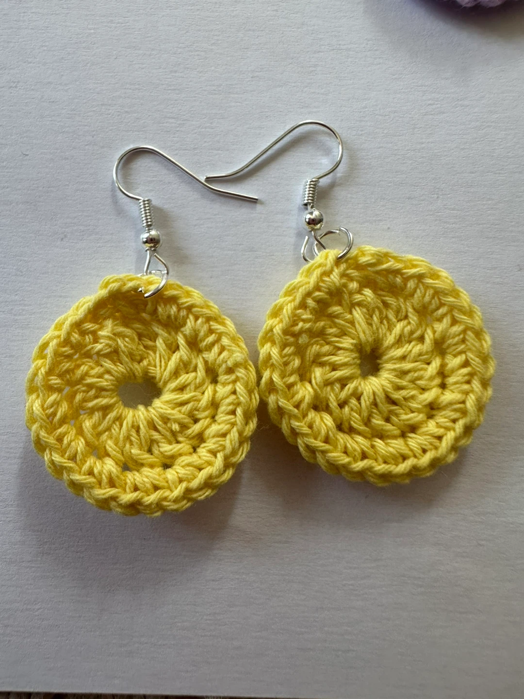 Yellow Crochet Hoop Earrings