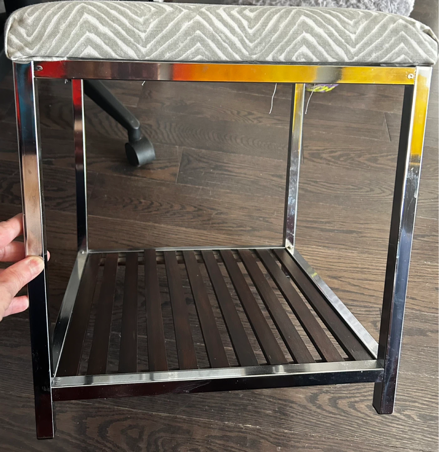 Upholstered Stool with Lower Shelf - photo 3