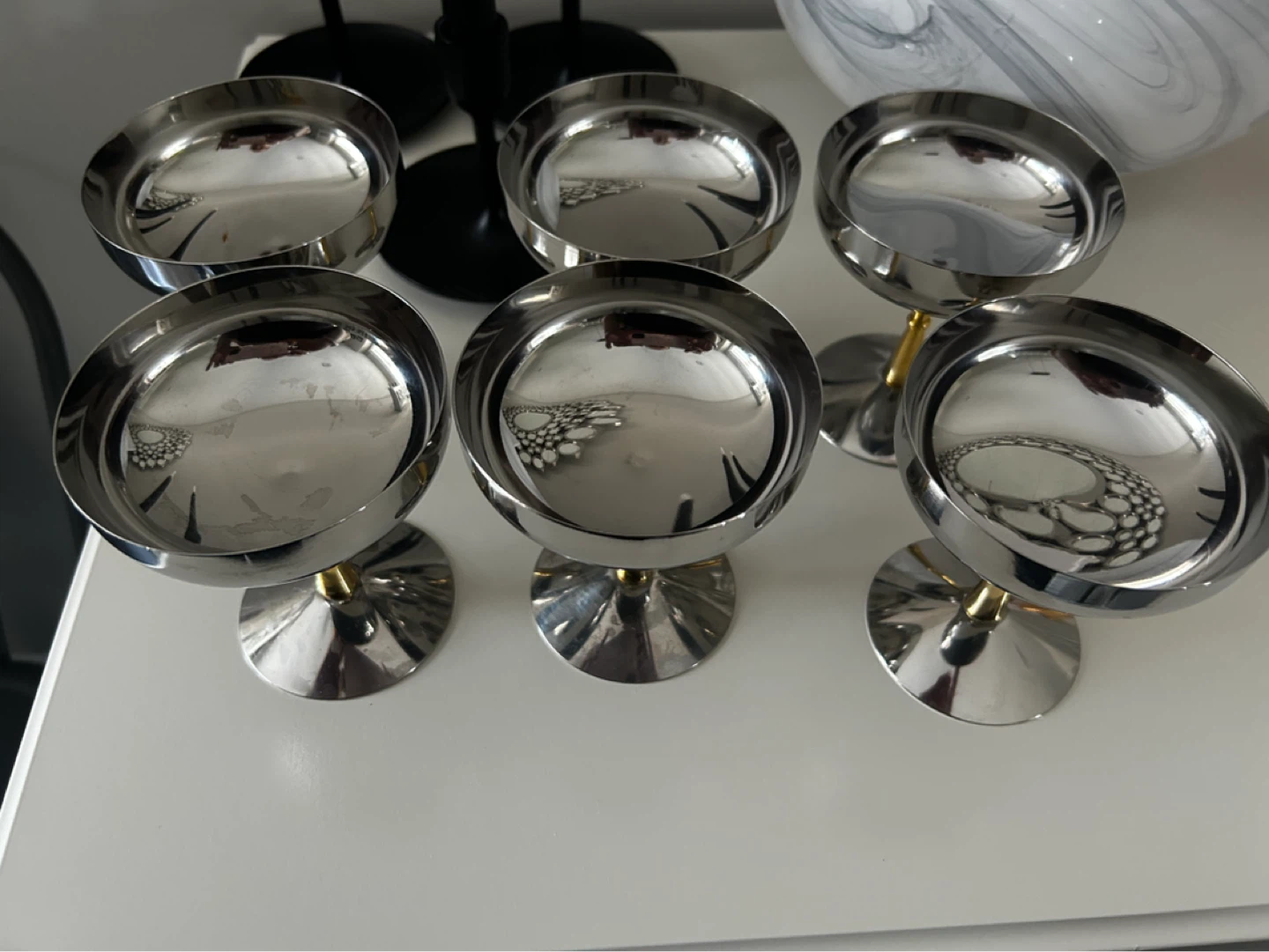 Set of 6 Stainless Steel with Gold Stem Goblets - photo 3