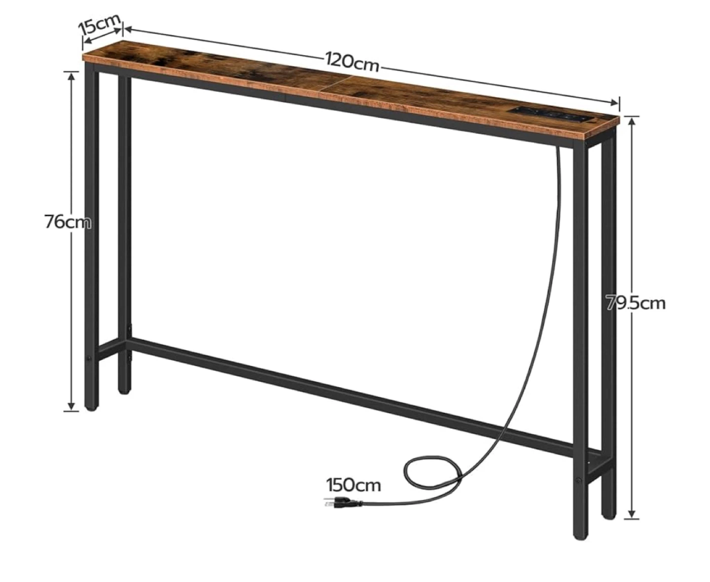 Narrow Console Table with Built-in Power Strip - photo 3