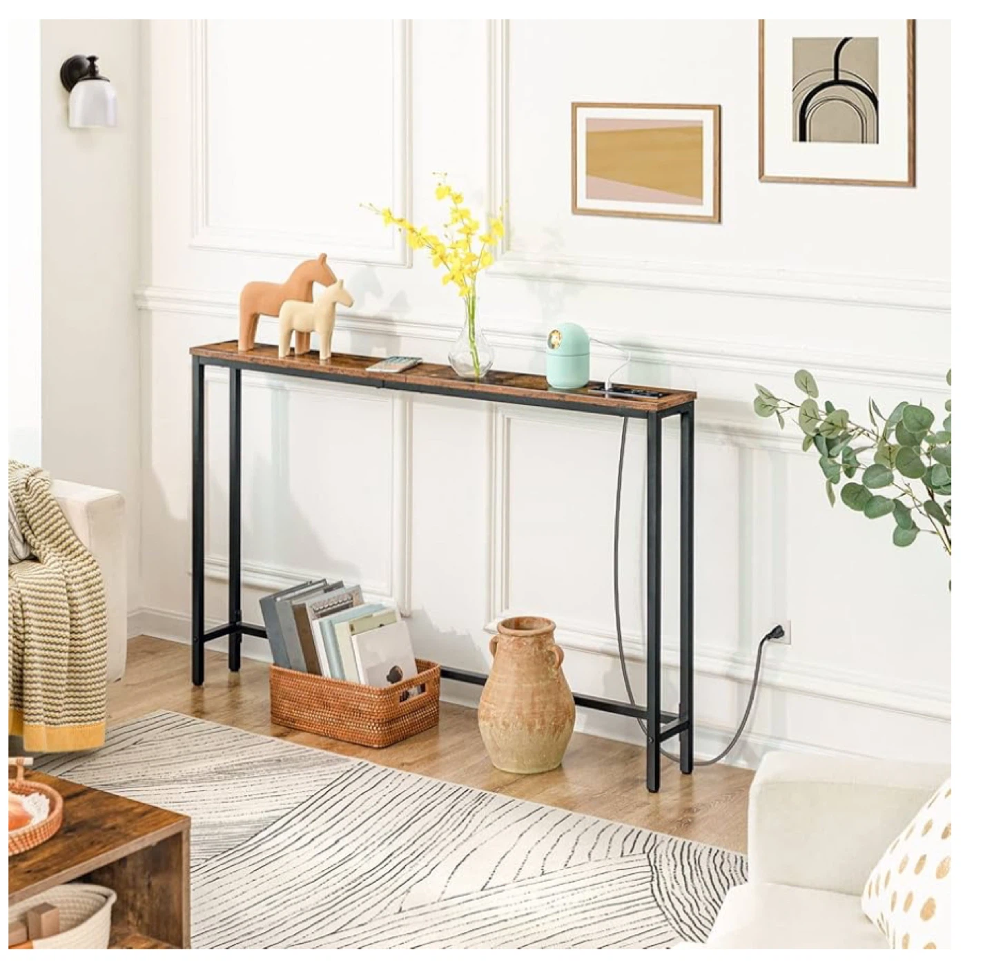 Narrow Console Table with Built-in Power Strip - photo 2