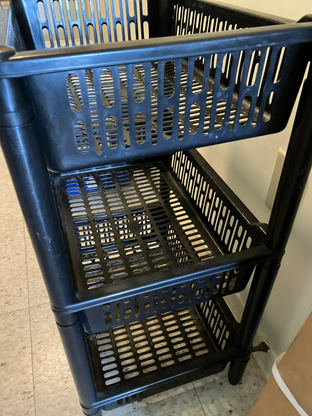 Black 3-Tier Plastic Rolling Cart - photo 3