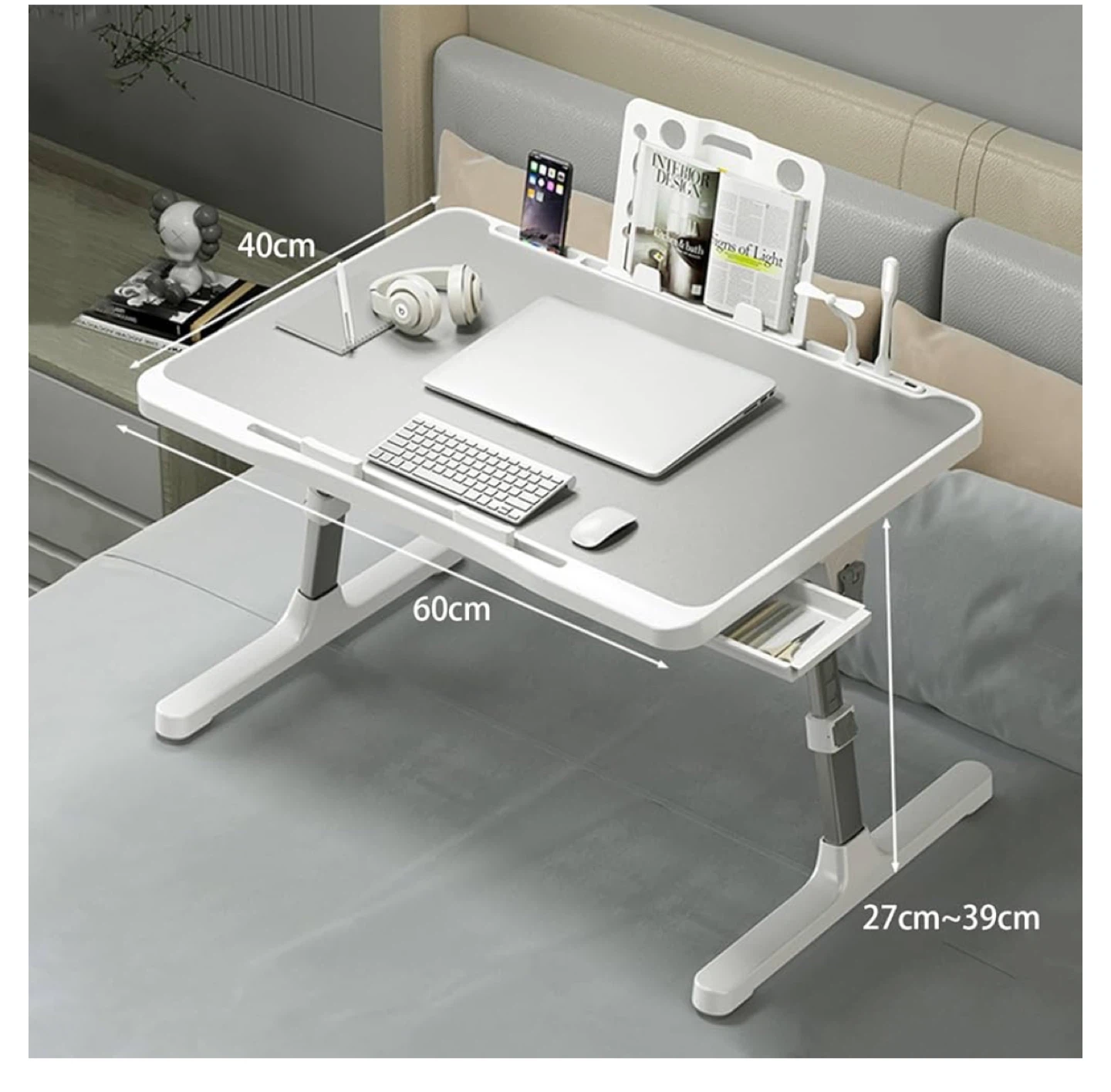 Adjustable Laptop Bed Tray Table with Fan and Lights - photo 4