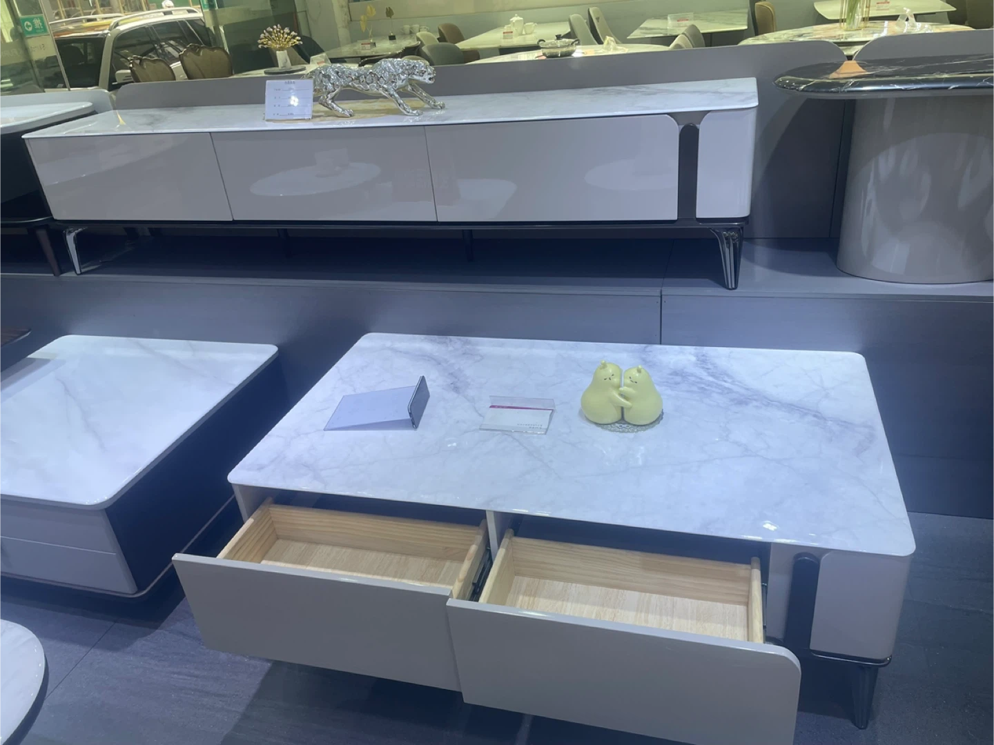 Tv stand Modern Marble Coffee Table with Drawers