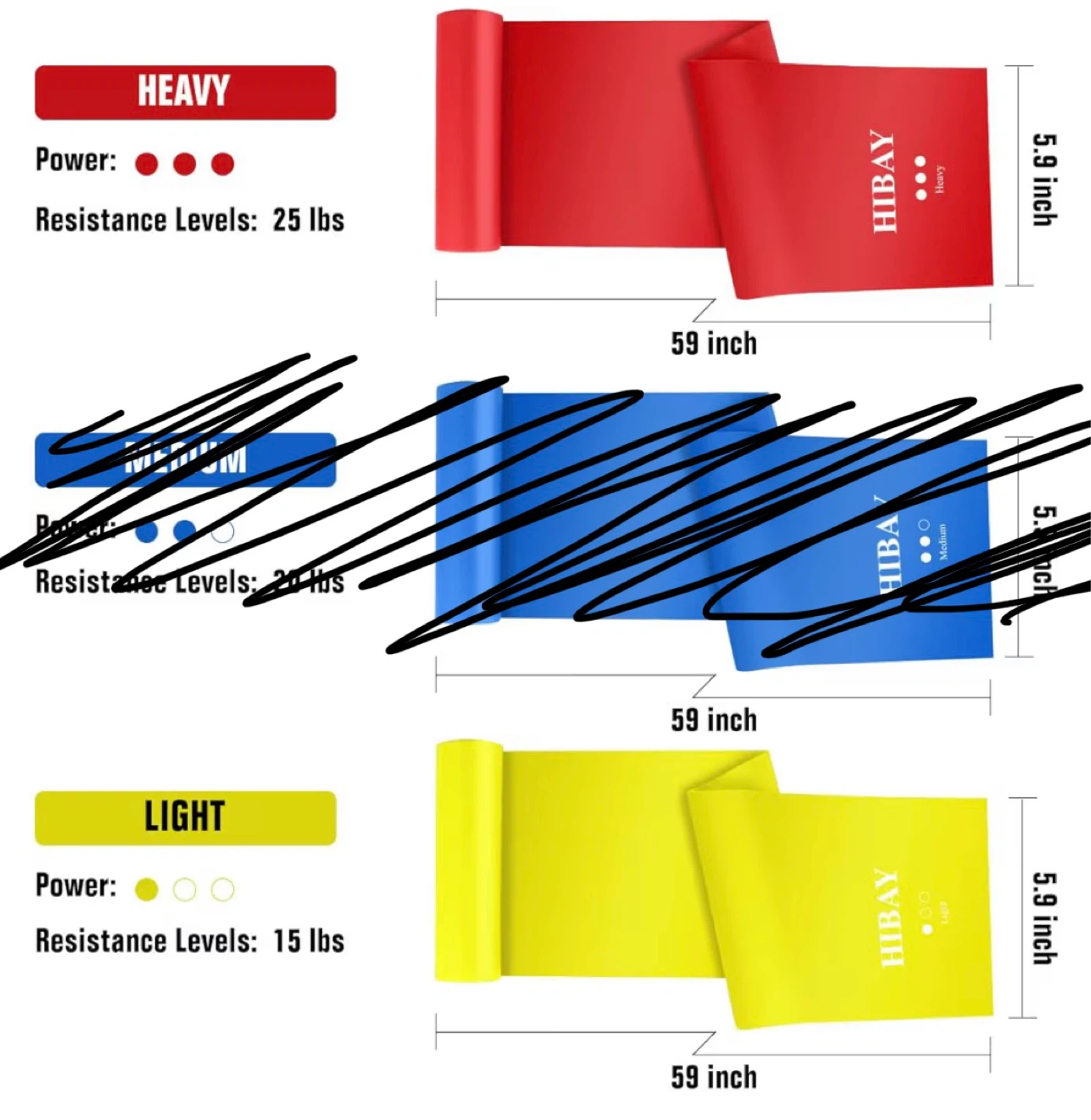 (Free with purchase) Light and heavy exercise resistance bands