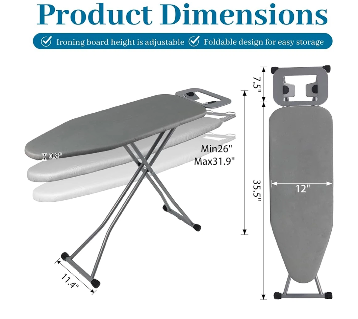 Adjustable Folding Ironing Board with Steam Rest - photo 2