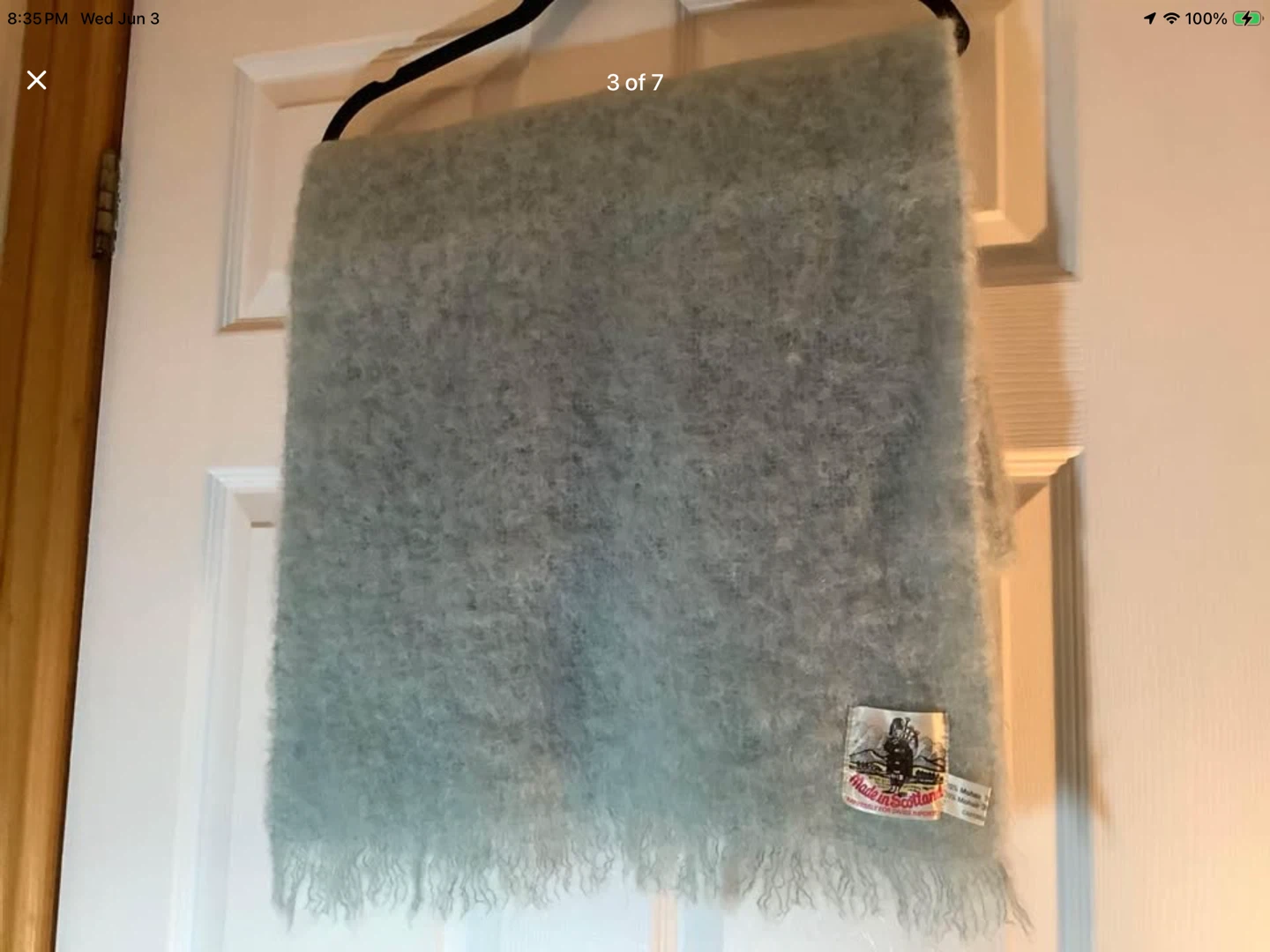 Vtg Made in Scotland Mohair & Wool Fringed Shawl/Wrap 🐞 - photo 3