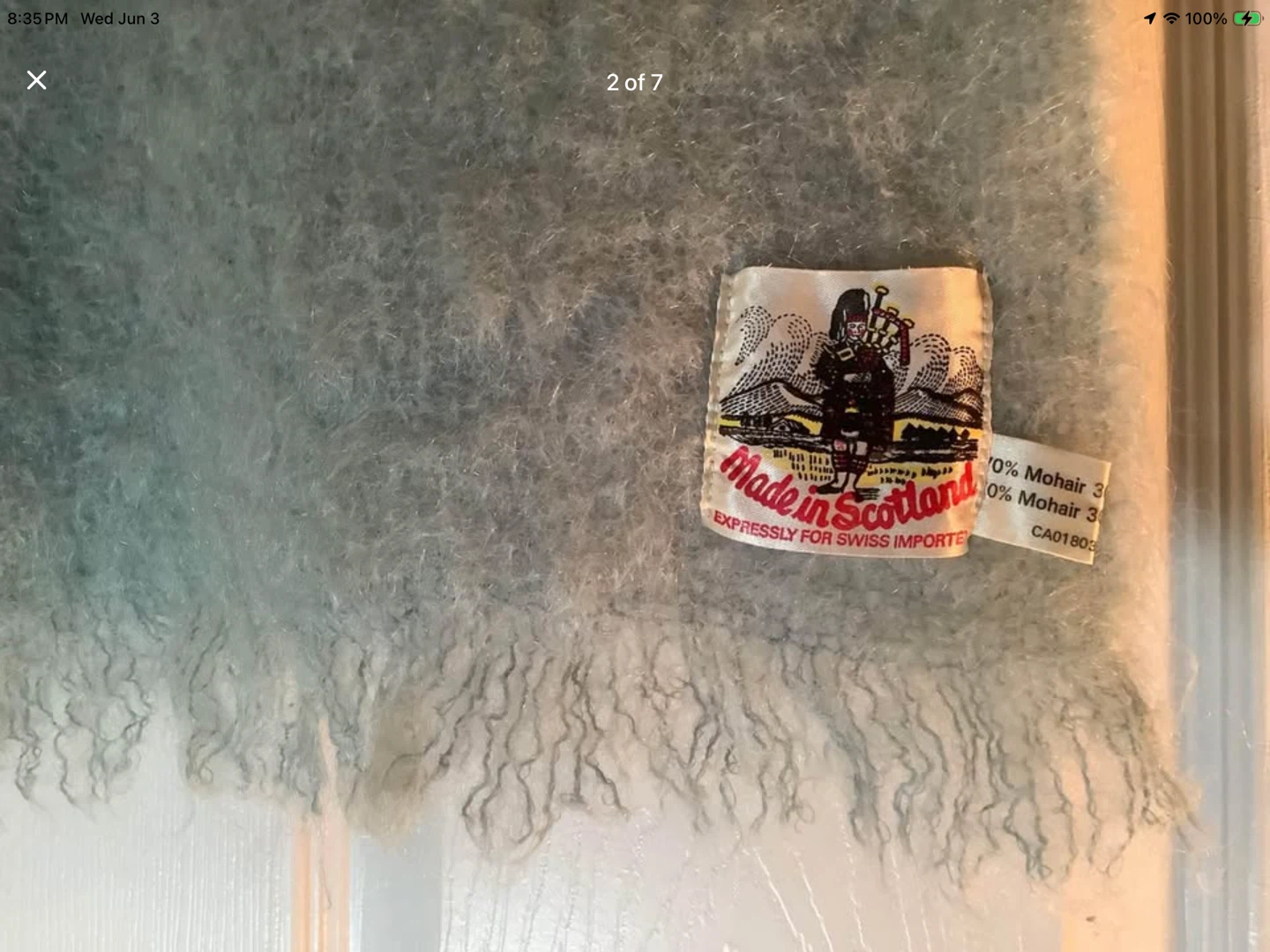 Vtg Made in Scotland Mohair & Wool Fringed Shawl/Wrap 🐞 - photo 2