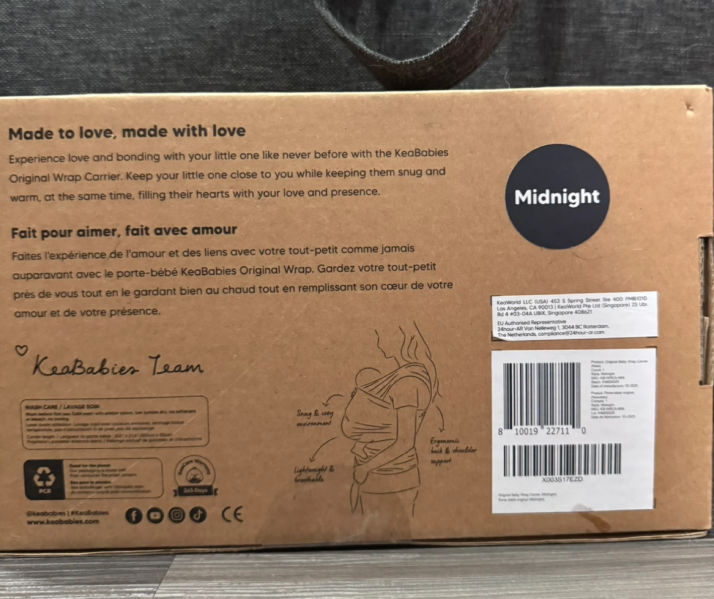 KeaBabies Original Baby Wrap Carrier - Midnight - photo 2