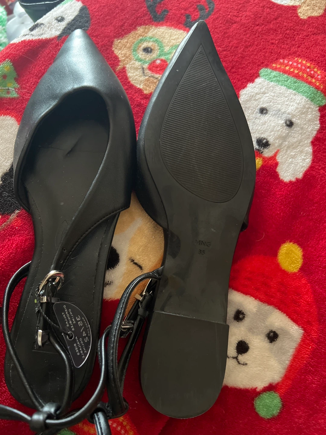 Mango Black Pointed Toe Flats Size 35 - photo 3