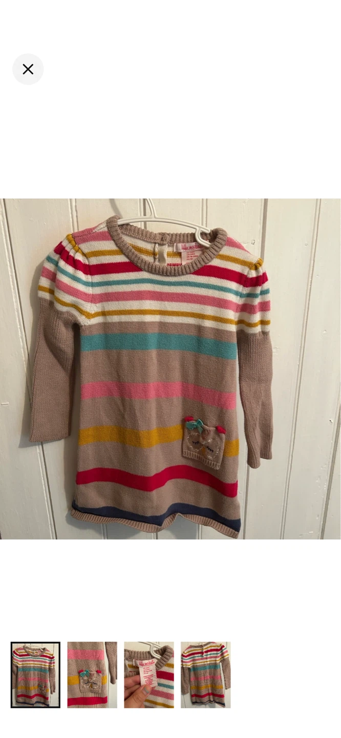 Lilly Wicket Striped Owl Sweater Dress Size 24M