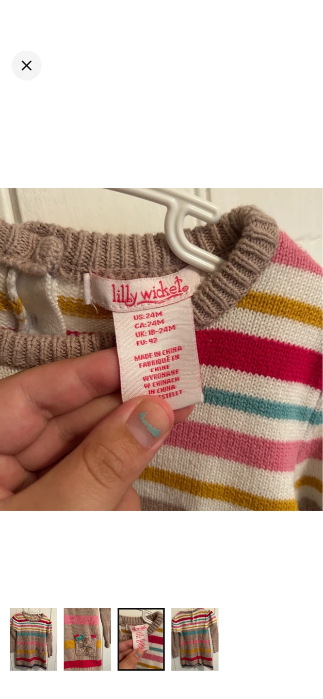 Lilly Wicket Striped Owl Sweater Dress Size 24M - photo 3