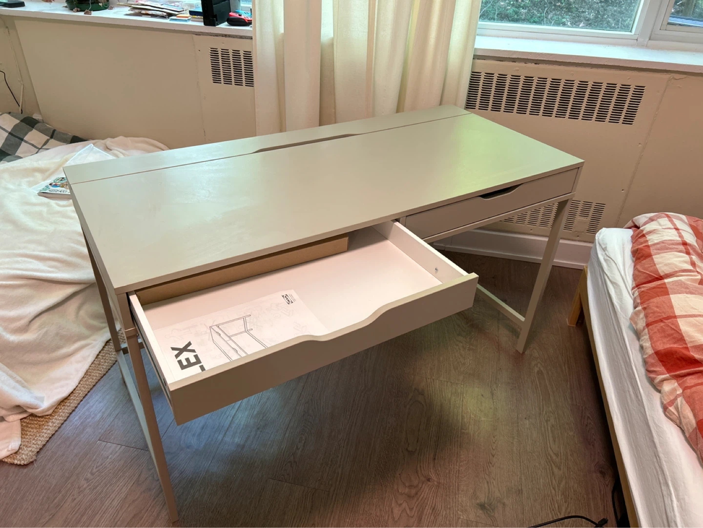 IKEA desk, grey, double drawer