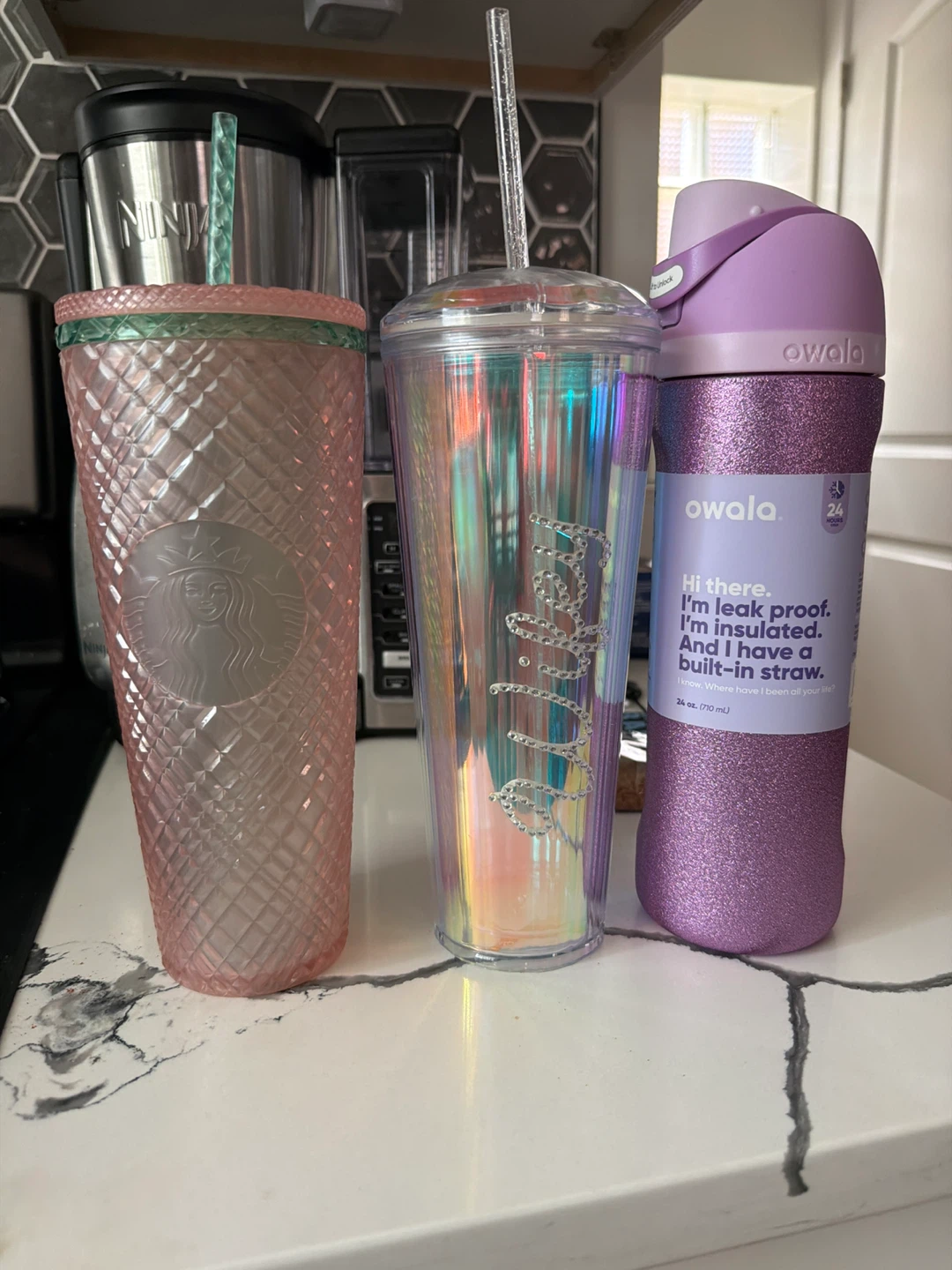 Starbucks Pink Tumbler & Owala Water Bottle