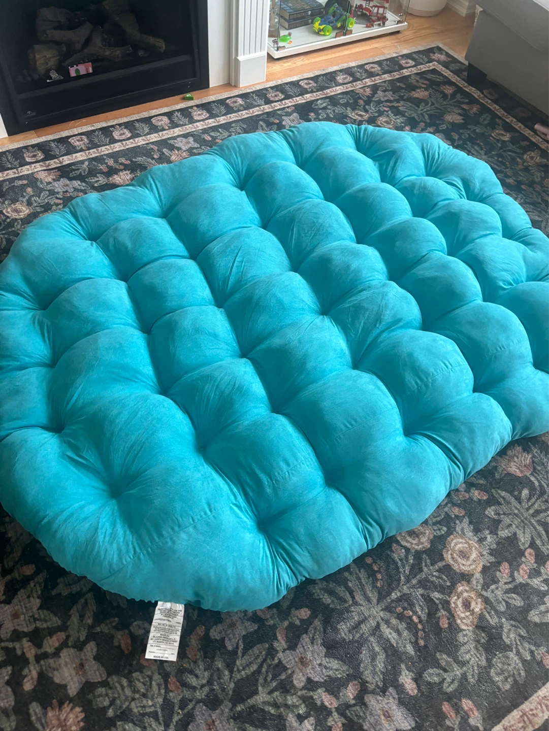 Big Tufted Round Floor Cushion/ Mattress - Teal - photo 2