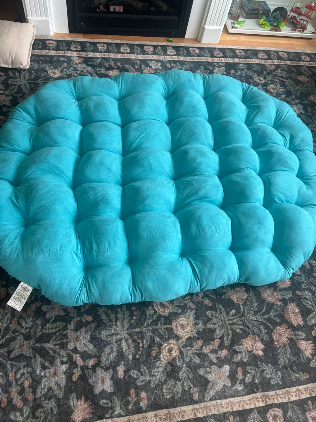 Big Tufted Round Floor Cushion/ Mattress - Teal - photo 5