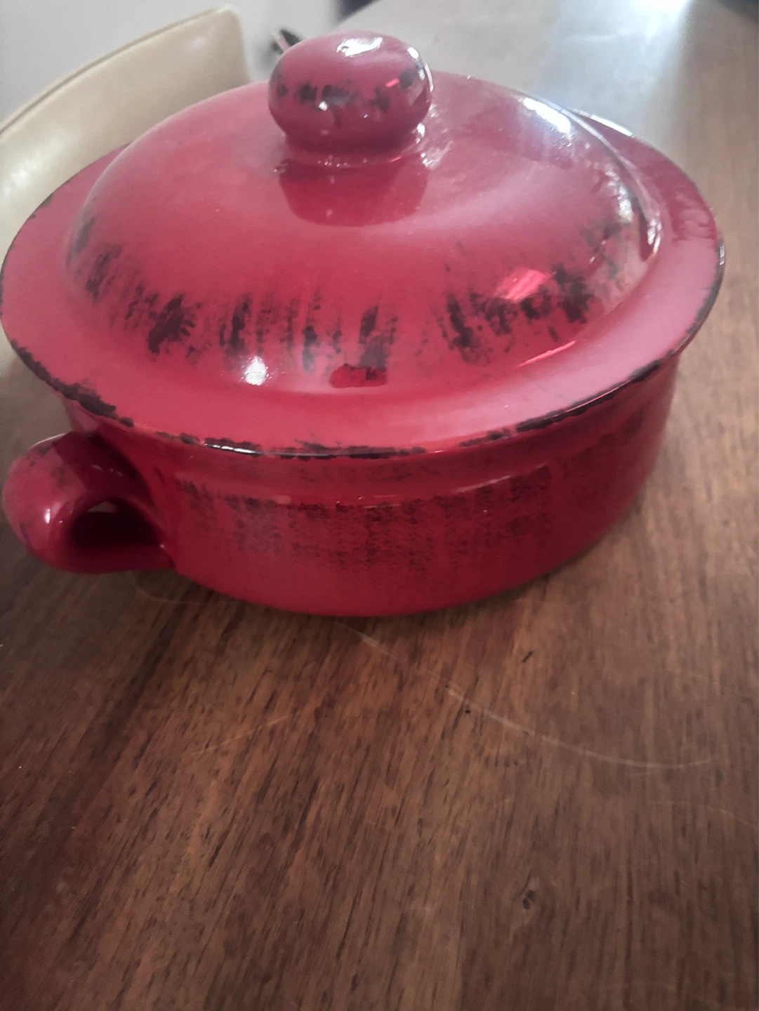 Red Ceramic Casserole Dish with Lid - photo 2