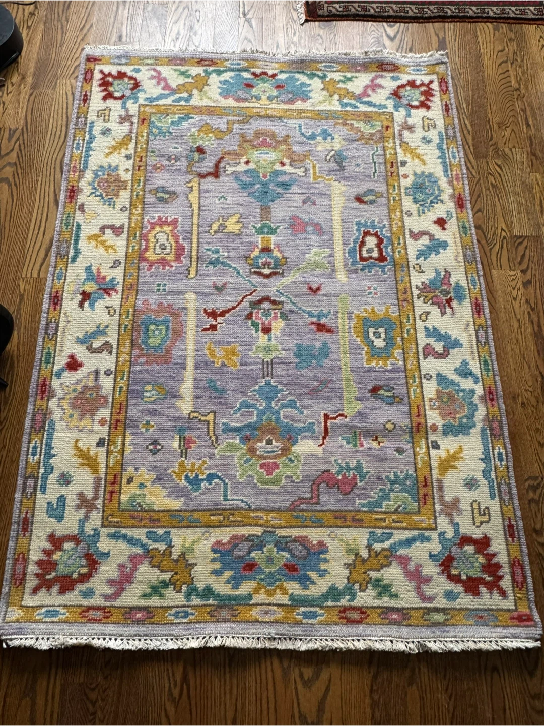 Purple 4x6 rug hand knotted traditional oushak