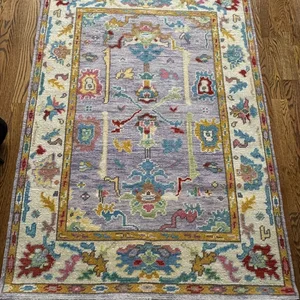 Purple 4x6 rug hand knotted traditional oushak