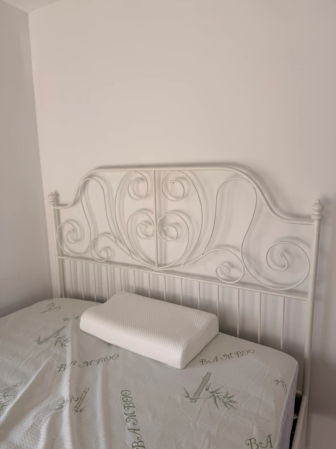 IKEA White Metal Bed Frame with Mattress - photo 3
