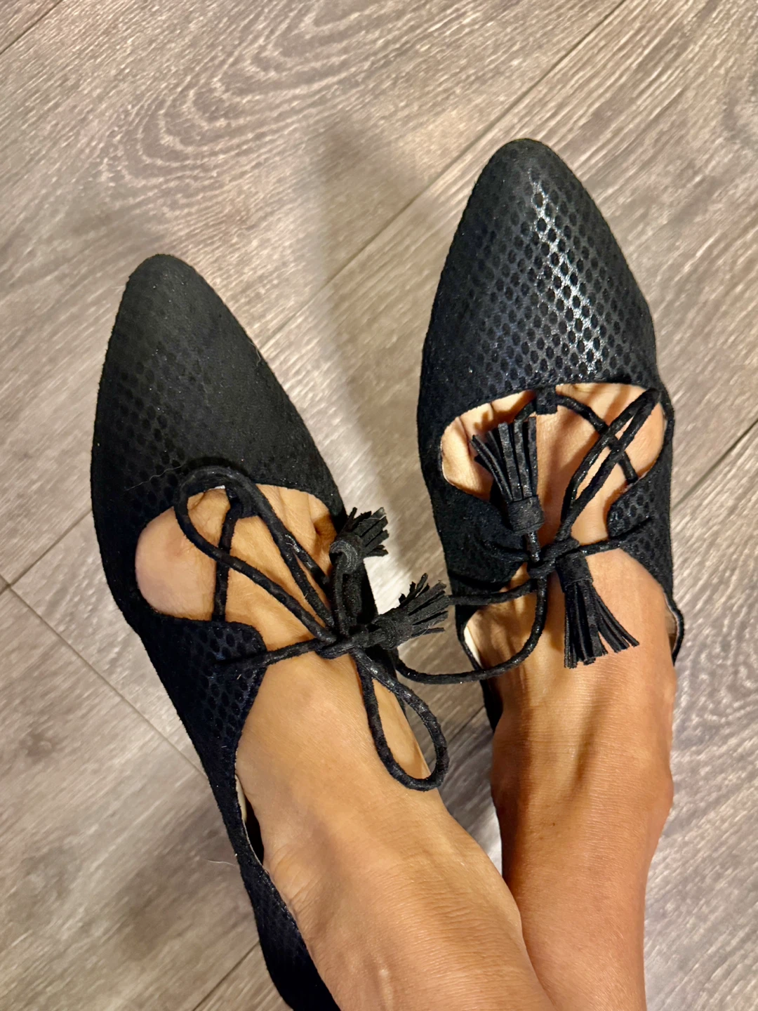 Jessica Simpson Black Snake Print Lace-Up Flats - photo 2