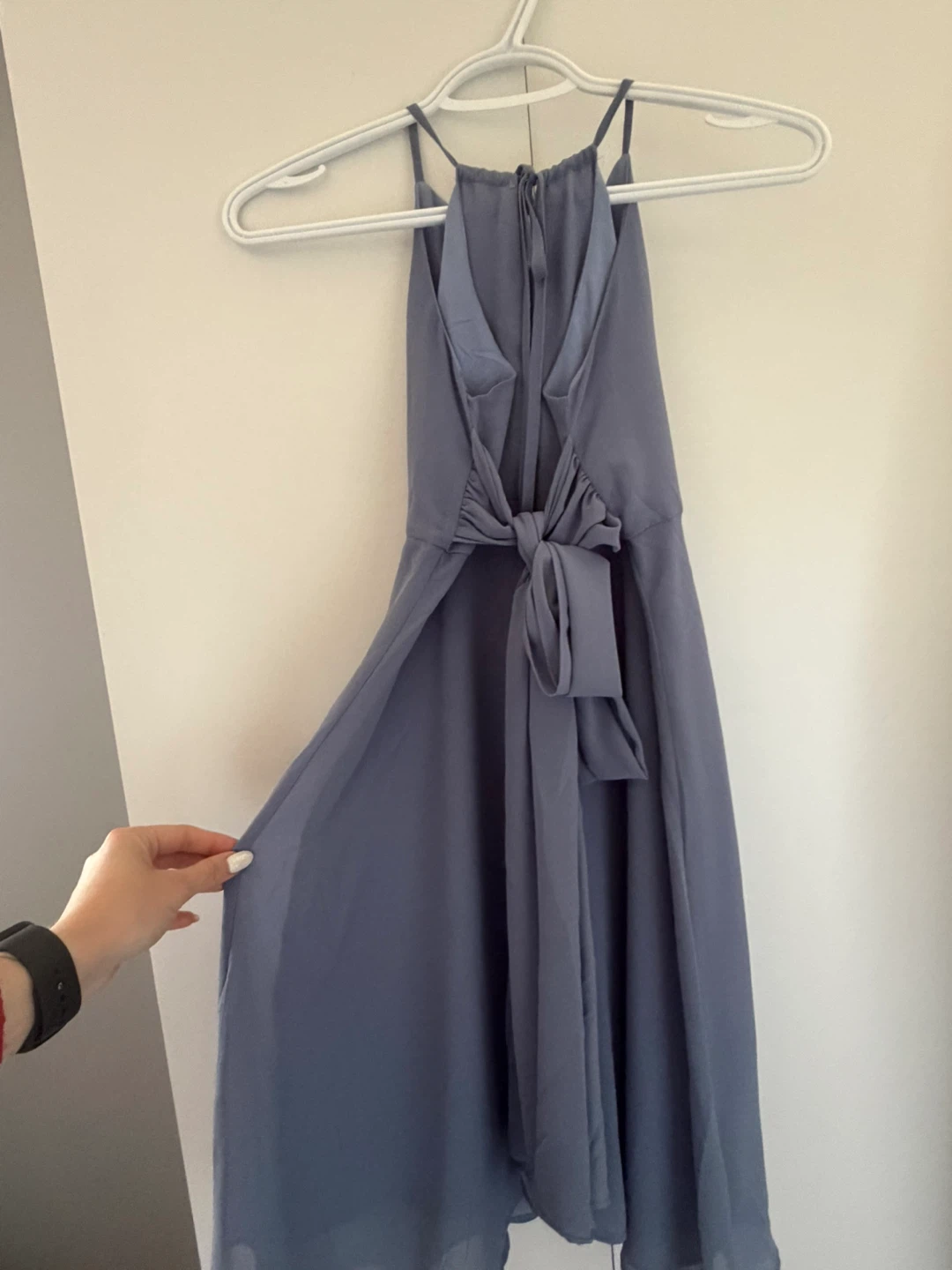 Elegant Blue Chiffon Dress - photo 3