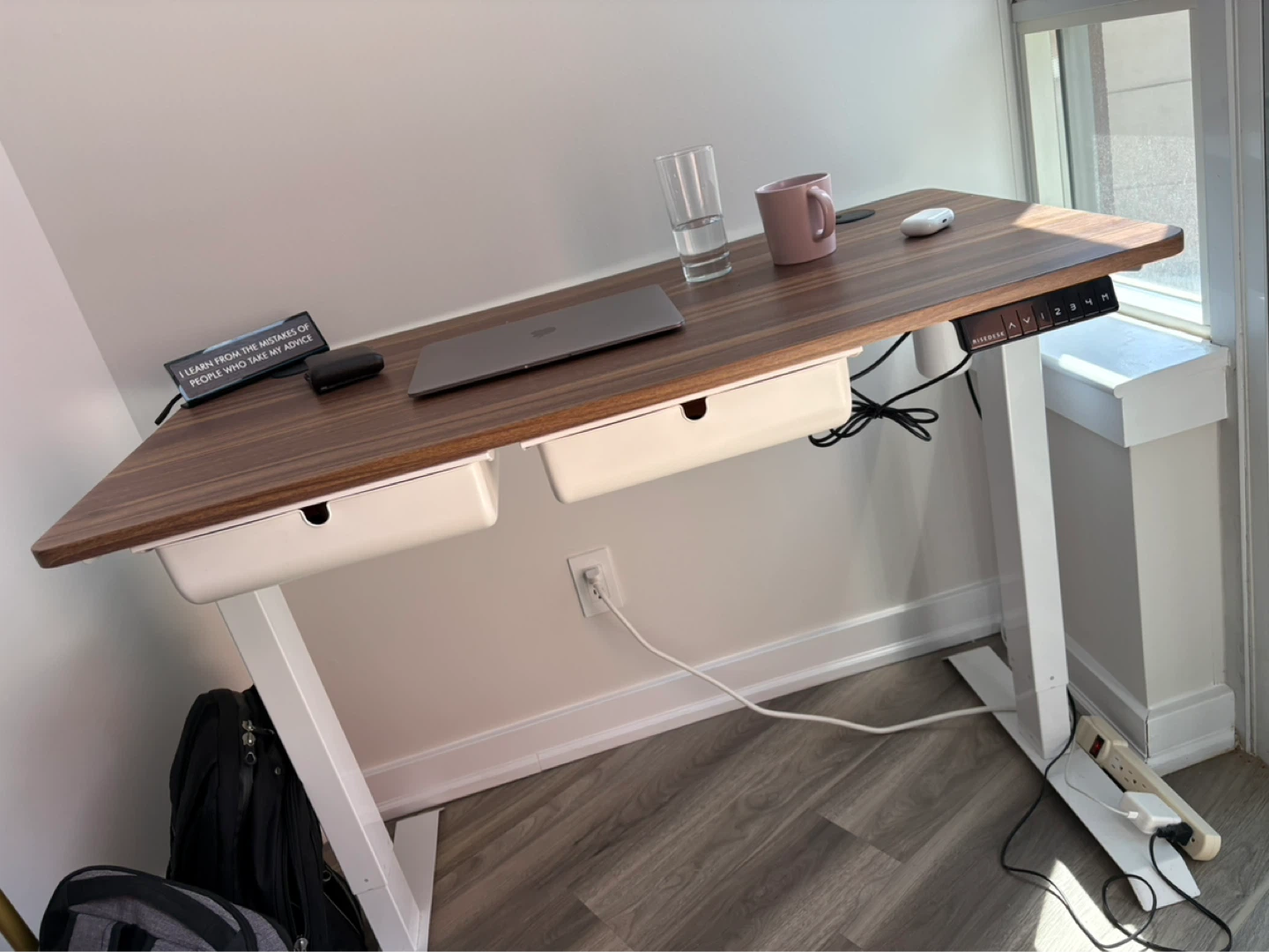 RISE UP Desk with 2 Drawers - 47" Walnut