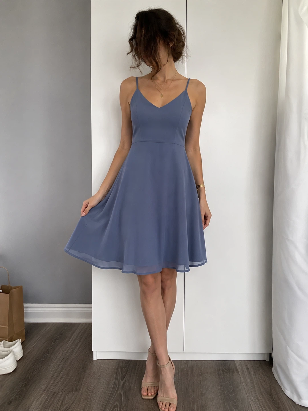 Elegant Blue Chiffon Dress