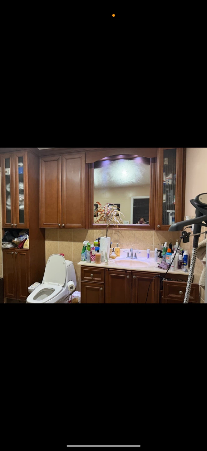 Wooden Bathroom Vanity with Sink and Mirror - photo 2
