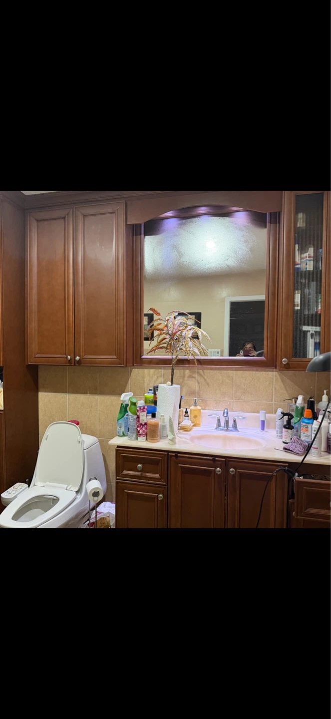 Wooden Bathroom Vanity with Sink and Mirror - photo 4