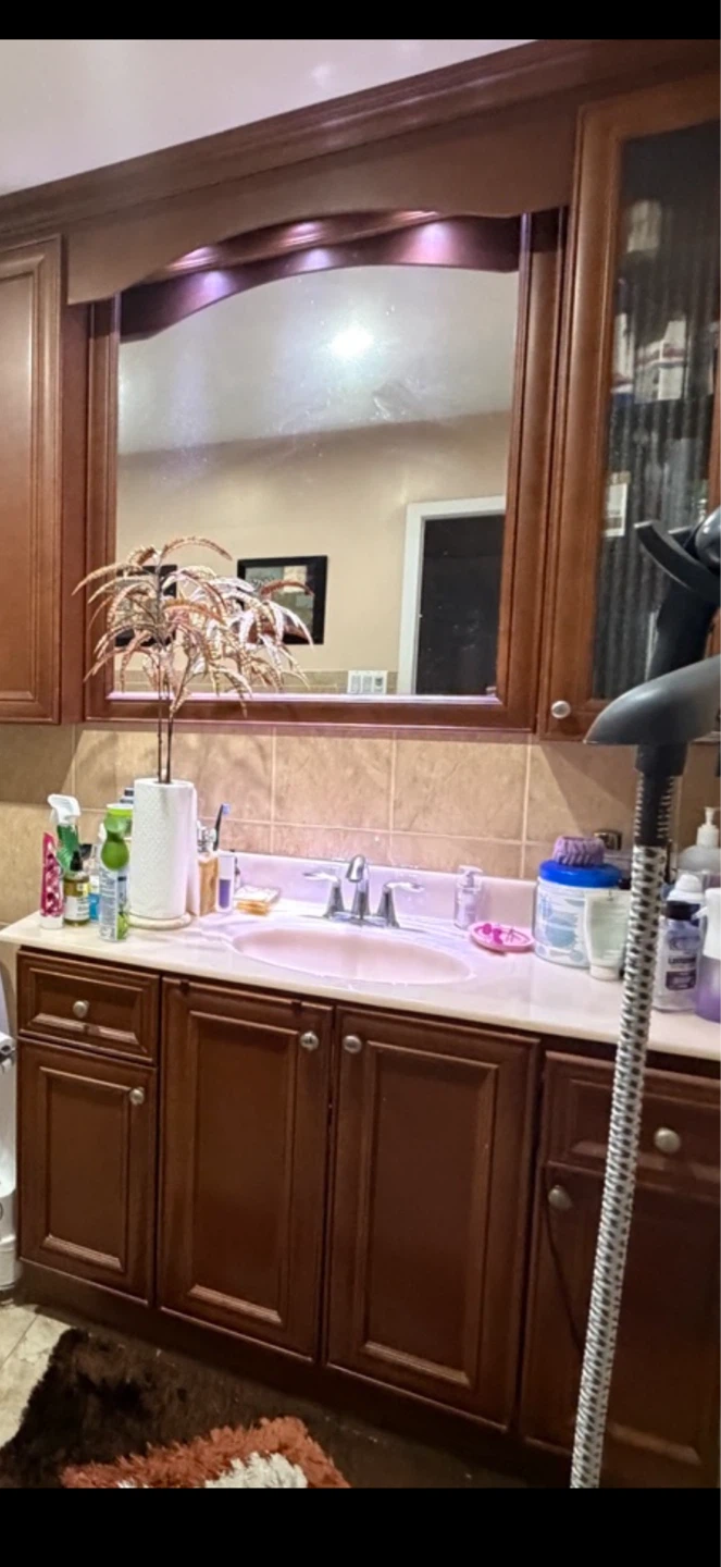 Wooden Bathroom Vanity with Sink and Mirror - photo 5