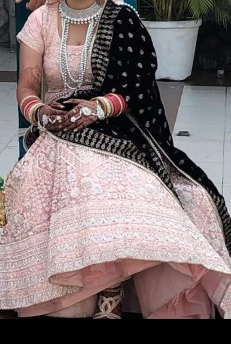 Pink Embroidered Lehanga with Cane